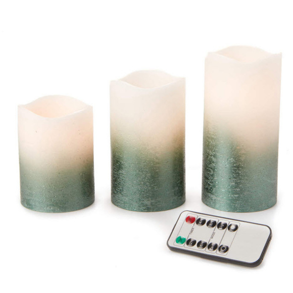 Other - Green & White Ombré Flameless LED Candles with Rem